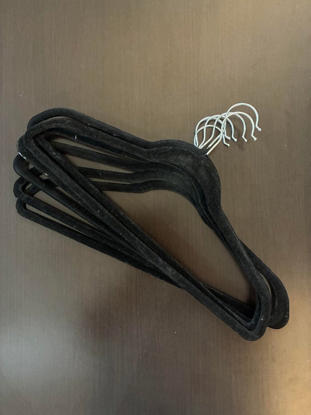 Half a dozen space saving velvet non-slip clothes hangers
